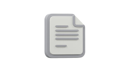 3d Render Document File Icon Business Paper Page with Transparent Background