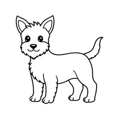 Dog Line Art Drawing on White Background, Dog line art