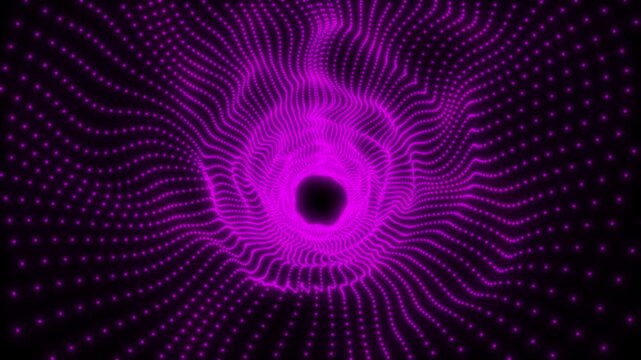 Digital futuristic tunnel with wave energy or travel in time and space