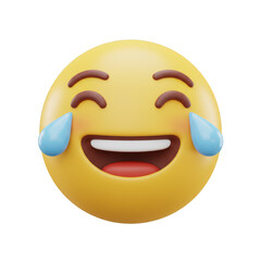 3d Rendering of Laughing Crying Emoji Happy Funny Expression Design