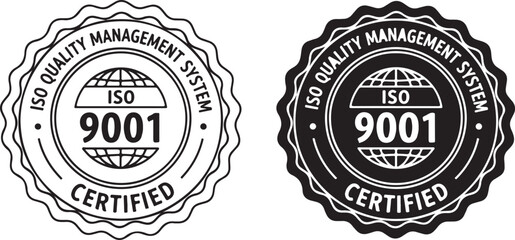 Obraz premium ISO 9001 Quality Management System certified stamp in black and white