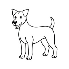 Dog Line Art Drawing on White Background, Dog line art