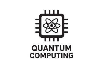 Quantum Computing icon silhouette vector with white background
