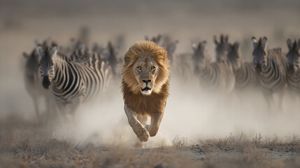 Predator and Prey: Capturing the Raw Intensity of a Lion's Hunt in the Wild Savannah