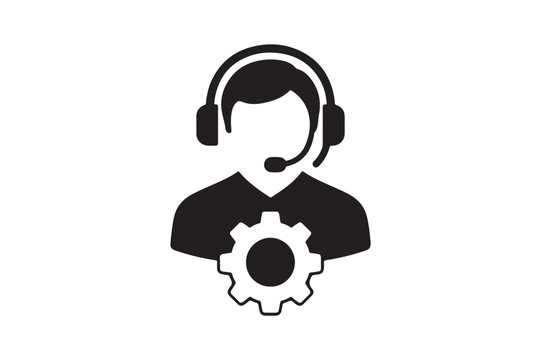 Tech Support icon silhouette vector with white background