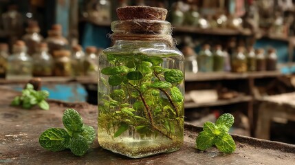  Najaf Chena: Dadang's Reusable Clear Water Bottle with Fresh Green Leaves -