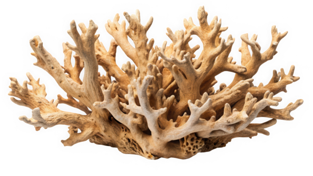A vibrant piece of coral showcasing intricate branches, featuring a mix of cream and light beige colors, perfect for marine-themed decor or educational purposes.