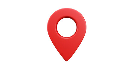 3D Rendering of Red Location Pin on Transparent Background