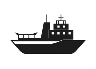 Freight Ship Silhouette on transparent background for web and graphic design