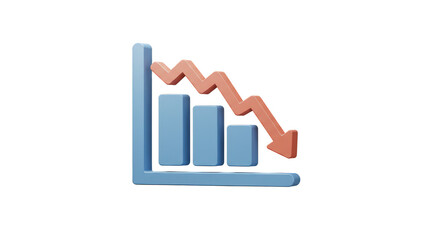 3D Rendering Stock Market Down Concept Diagram Arrow Financial