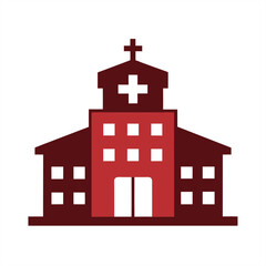 Hospital Building Silhouette on transparent background for web and graphic design