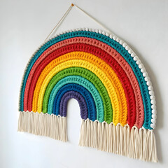 colorful handmade wall hanging rainbow art whit b