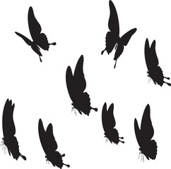 Obraz premium Diverse Butterfly Designs: Outline, Detailed, and Silhouette Vectors for Nature and Decoration