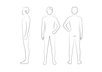 男性フィッティングモデル（正面・側面・背面）
Fashion Design Male Fitting Model (Front / Side / Back)