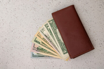 US dollars and Wallet with Blank Space for Text