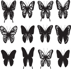 Diverse Butterfly Designs: Outline, Detailed, and Silhouette Vectors for Nature and Decoration