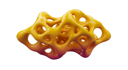 Abstract Yellow 3D Shape Geometry with Transparent Background Isolated