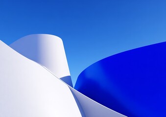 Abstract forms contrasting whites against blue sky