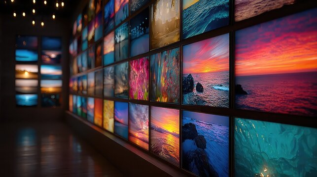 AI-curated mood-matching media walls for homes showing films and visuals synced with household emotions