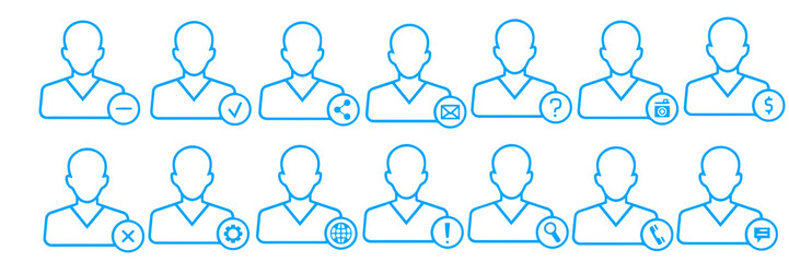 Fototapeta premium Conjunto de íconos vectoriales de perfil de usuario para web, redes sociales y aplicaciones