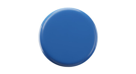 Glossy Blue Round 3d Render Button Isolated Shape Object