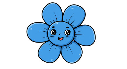 Cute Blue Pixel Flower Cartoon Character Illustration Transparent