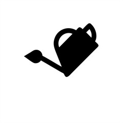 Watering Can With Seedlings Silhouette on transparent background for web and graphic design