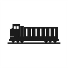Train With Cargo Container Silhouette on transparent background for web and graphic design