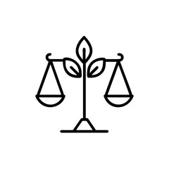 Tree With Balanced Scale Eco Justice on transparent background for web and graphic design
