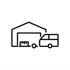 Warehouse With Delivery Van on transparent background for web and graphic design