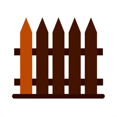Wooden Garden Fence Silhouette on transparent background for web and graphic design