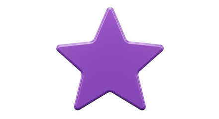 Obraz premium Glossy Purple Star 3D Render Isolated on Transparent Background Icon