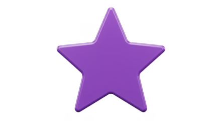 Glossy Purple Star 3D Render Isolated on Transparent Background Icon