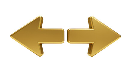 Golden Arrow Pointing Both Directions Isolated Sign