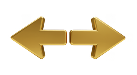 Golden Arrow Pointing Both Directions Isolated Sign