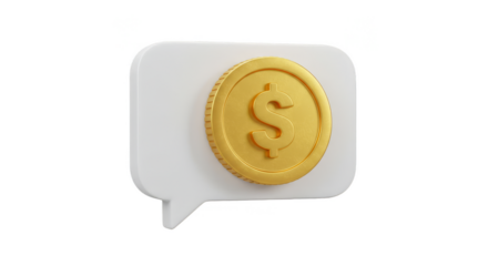 Golden Coin Chat Bubble 3D Money Finance Investment Symbol PNG