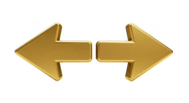 Golden Arrow Pointing Both Directions Isolated Sign