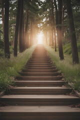 Symbolic Staircase Toward Light as Spiritual Journey