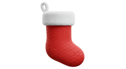 Illustration of Red Christmas Stocking Holiday Ornament on Transparent