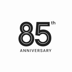 Elegant eighty fifth anniversary design in black on a clean white backdrop