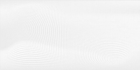 Naklejka premium Abstract White Background with Wavy 3D Halftone Dot Pattern