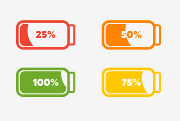 Battery Charge Level Indicators vector set
