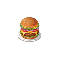 Tasty Burger icon logo flat vector design