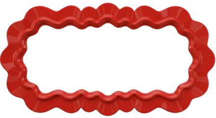 Isolated 3D Red Ribbed Rectangle Frame On Transparent Background