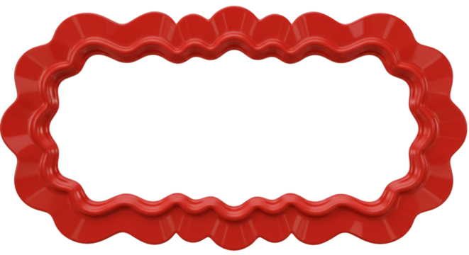 Isolated 3D Red Ribbed Rectangle Frame On Transparent Background