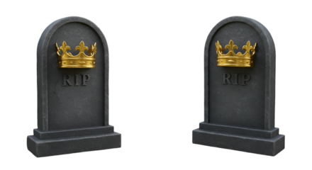 Illustration Gravestone Tombstone with Gold Crown Rest in Peace Isolated