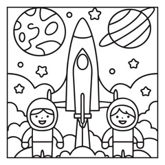 Space Coloring Pages for Kids – Bold and Easy Outer Space Fun with Rockets, Planets, Astronauts, and Aliens – Printable Activity Sheets