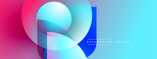 Abstract gradient shapes overlap. Vivid pinks, blues create dynamic visual effect. Text reads background design. Modern, clean aesthetic.