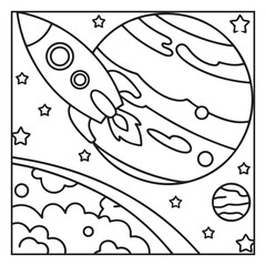 Space Coloring Pages for Kids – Bold and Easy Outer Space Fun with Rockets, Planets, Astronauts, and Aliens – Printable Activity Sheets