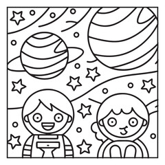 Space Coloring Pages for Kids – Bold and Easy Outer Space Fun with Rockets, Planets, Astronauts, and Aliens – Printable Activity Sheets